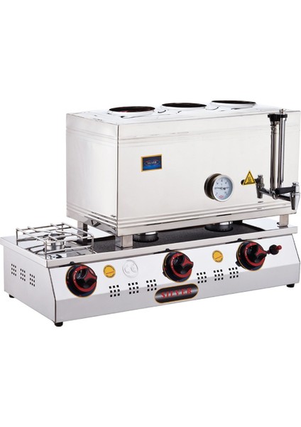 Silverinox 60 Lık Lpg Tüplü 40 Litre 3 Demlikli Çay Kazanı