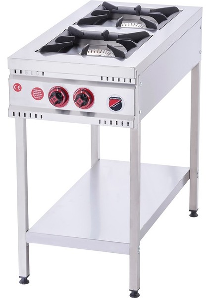Silverinox Endüstriyel Lpg Tüplü Taban Raflı Midi 2 Gözlü Ocak