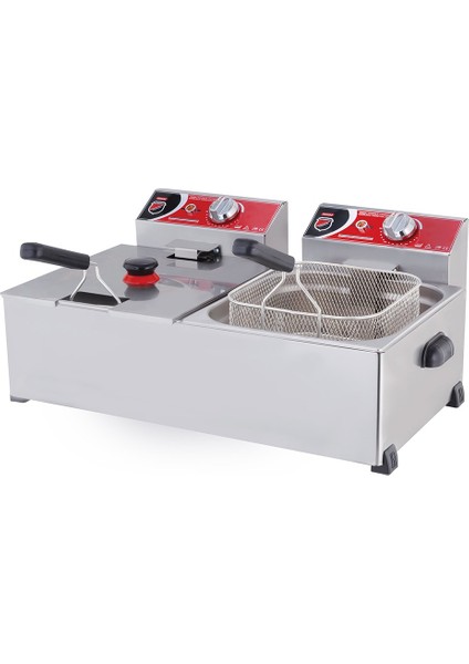Silverinox Endüstriyel Çiftli 8+8 Litre Elektrikli Fritöz