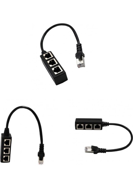 3x RJ45 1 Erkek 3 x Kadın Ethernet Ağ Splitter Kablosu (Yurt Dışından)