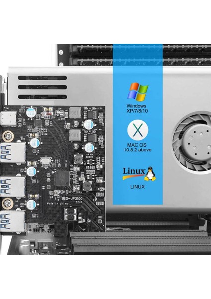 USB 3.0 Pcı-E Typec Genişletme Kartı Pcı Express Pcı-E'ye USB 3.0 Kart Adaptörü (Yurt Dışından)