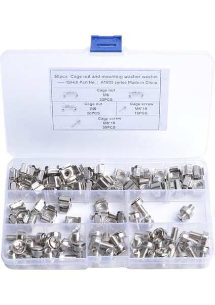 100 Paket Lot -M6 * 16 Raf Montaj Kafes Somun ve Vida W / Washer -Square Klips Sunucusu (Yurt Dışından)