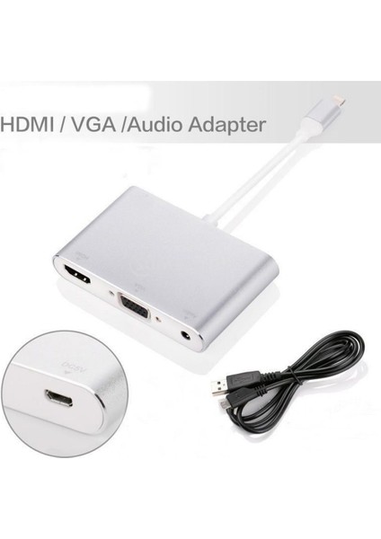 Iphone Için 1080 P Hd Hdmı VGA Ses Adaptörü (Yurt Dışından)