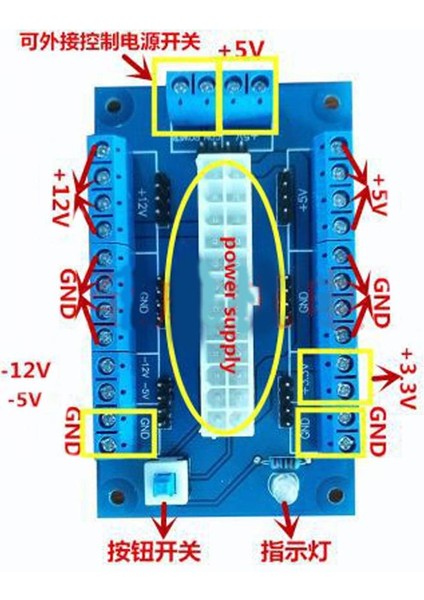 2x 24/20 Pin Atx Dc Güç Kaynağı Breakout Modülü (Yurt Dışından)