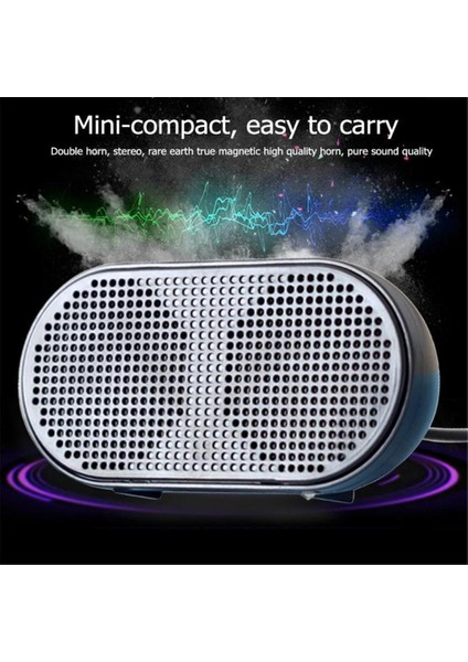 USB Mini Hoparlör Bilgisayar Hoparlör Powered Stereo Multimedya Hoparlör Dizüstü Siyah Için (Yurt Dışından)