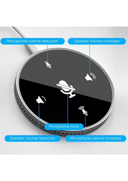 Bilgisayar Için USB Konferans Mikrofon, 360 ° Omnidirectional Condenser Pc Beyaz (Yurt Dışından)