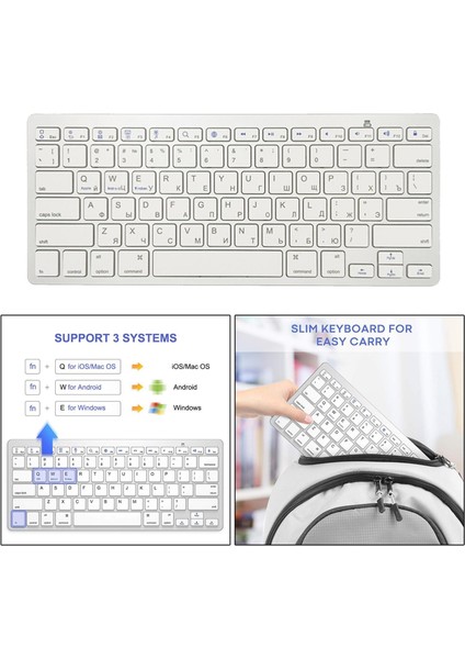 78 Tuşları Kablosuz Bluetooth Klavye Rusça Laptop Tablet Evrensel Için (Yurt Dışından) indirimleri