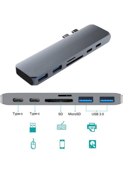 7 In 1 Usb-C Tipi C Tipi Hd Çıkış 4K Hdmı USB 3.0 Macbook Pro Için Adaptör Hub (Yurt Dışından) fırsatları