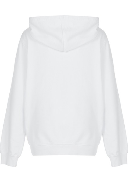 Erkek Beyaz Pamuklu Unisex Kapüşonlu Sweatshirt Hoodie fiyatları