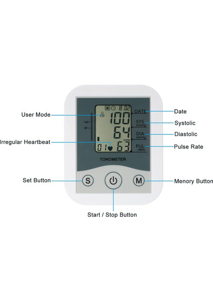 LCD Dijital Ekran Kan Basıncı Monitörü Kol Fshygmomanometer