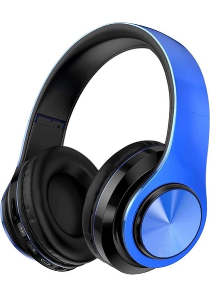 Spor Kulaklıklar Bluetooth Kablosuz Şarj Edilebilir Kulaklıklar Fm Tf Mavi + Siyah (Yurt Dışından)