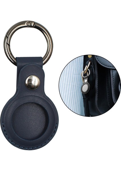 Pu Deri Koruyucu Kılıf Airtags Ile Uyumlu, Anahtarlık Koruyucu Kılıf Kapak ile Tracker Tutucu, - Mavi (Yurt Dışından)