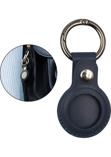 Pu Deri Koruyucu Kılıf Airtags Ile Uyumlu, Anahtarlık Koruyucu Kılıf Kapak ile Tracker Tutucu, - Mavi (Yurt Dışından)