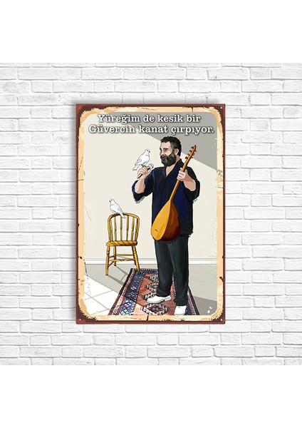 Ahmet Kaya Retro Ahşap Poster