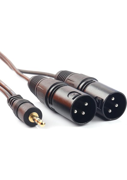 3.5mm Trs Erkek Çift Xlr Erkek Stereo Ses Y Splitter Adaptörü Kablosu (Yurt Dışından)