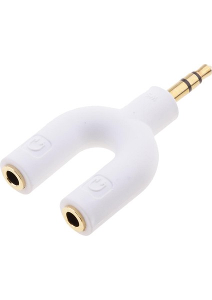 3.5mm Çift Ses Splitter Fiş Kulaklık Adaptörü Kablosu Konnektörü Beyaz (Yurt Dışından) fırsatları