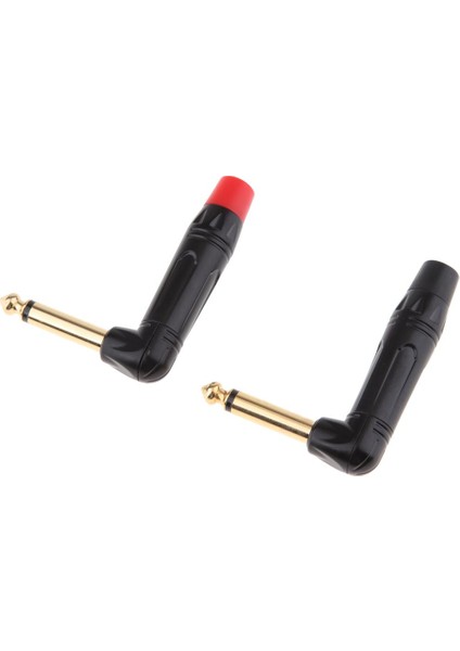 2x 90 Derece 6.5mm 1/4 Inç Mono Ses Erkek Lehim Fiş Konnektörü (Yurt Dışından)
