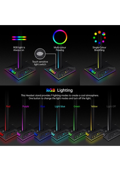 Rgb Kulaklık Kulaklık Kulaklık Standı Askı Tutucu Ekran Braketi Rafları (Yurt Dışından)