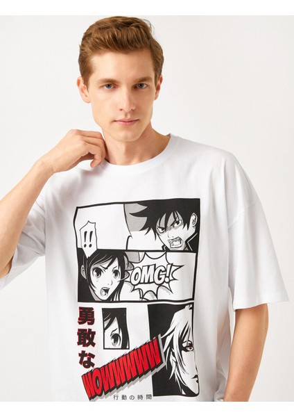 Erkek Anime Baskılı Oversize Tişört