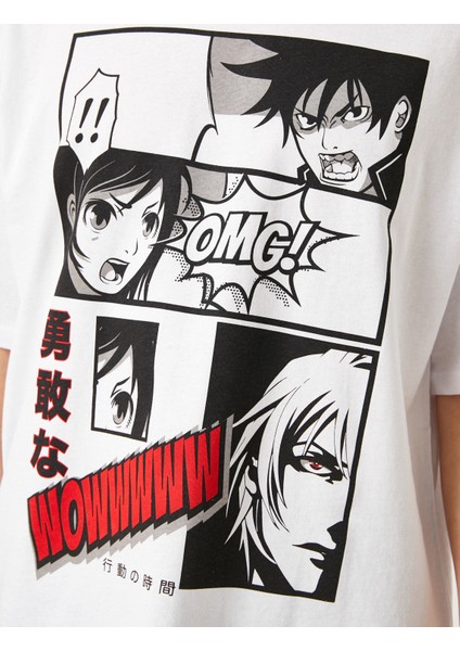 Erkek Anime Baskılı Oversize Tişört