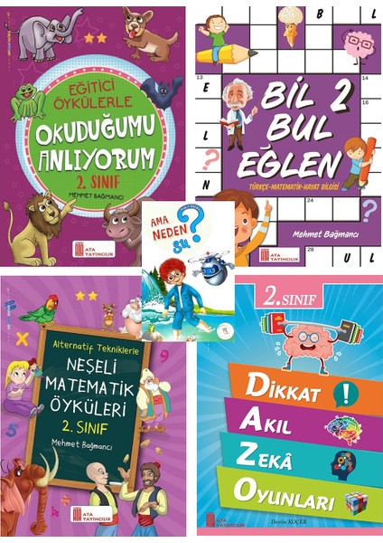 Ata Yayıncılık  2. Sınıf Okuduğumu Anlıyorum + Neşeli Matematik Öyküleri + Bil Bul + Dikkat Akıl Zeka Oyunları