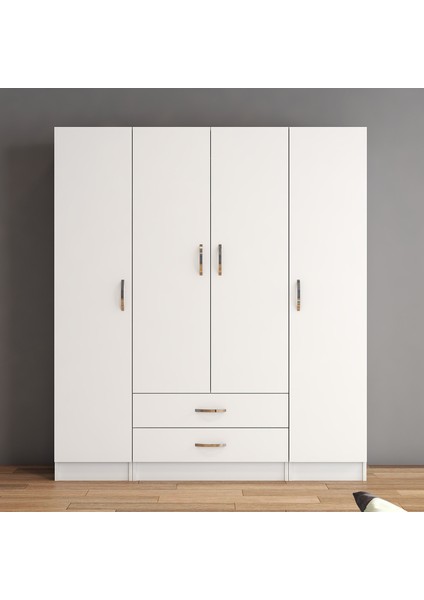 4 Kapılı Iki Çekmeceli Geniş Gardrop Beyaz- GRD0601 fiyatları