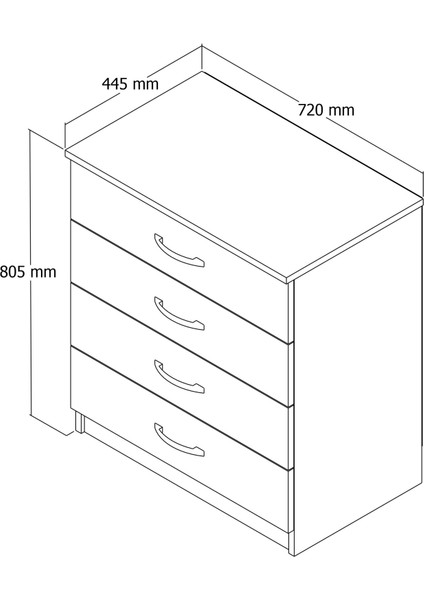 Şifonyer 4 Çekmeceli Çam - SFY0102