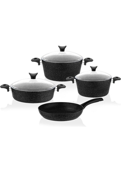 Mastercook 7 Parça Granit Tencere Seti Siyah