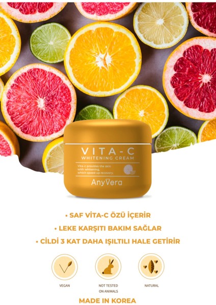 Anyvera C Vitamini Içerikli Leke Karşıtı Vita-C Whitening Krem Hızlı Etki Kore Beauty