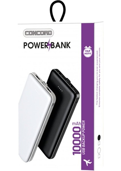 Orginal Concord C-114 10000 Mah Type C - Micro Çıkışlı Smart Chip Teknology Taşınabilir Hızlı Şarj Cihazı Powerbank