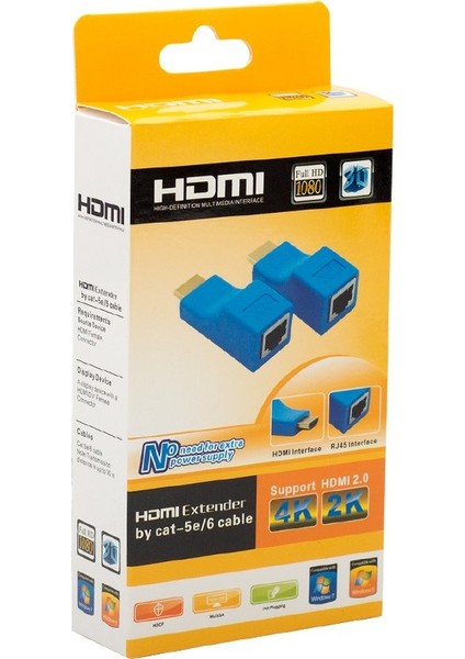 Hq Speed HDMI Extender 4K 3D RJ45 Cat6 ile 30M HDMI Uzatıcı