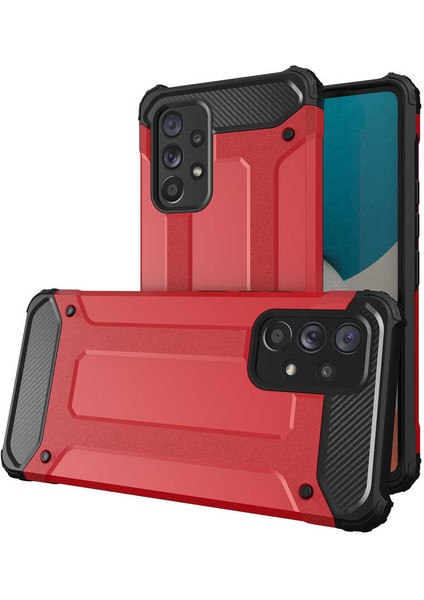 - Samsung Galaxy A73 - Kılıf Çift Katman Zırh Tank Crash Military Kapak - Kırmızı - T20820