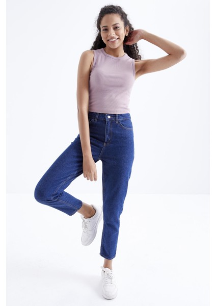 Gül Kurusu Basic Kolsuz O Yaka Kadın Crop Top Atlet - 97204