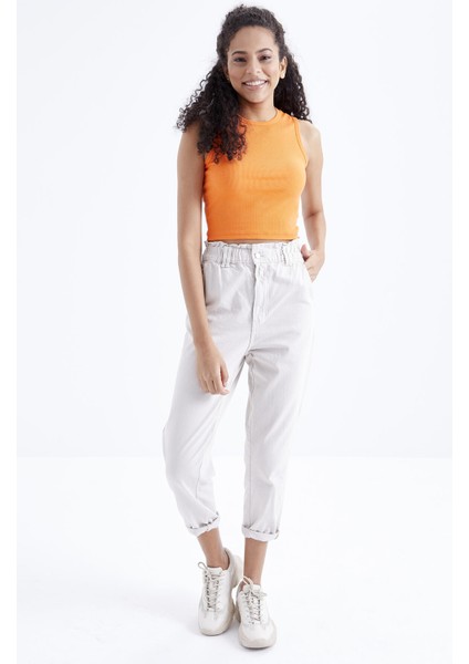 Oranj Basic Kolsuz O Yaka Kadın Crop Top Atlet - 97204