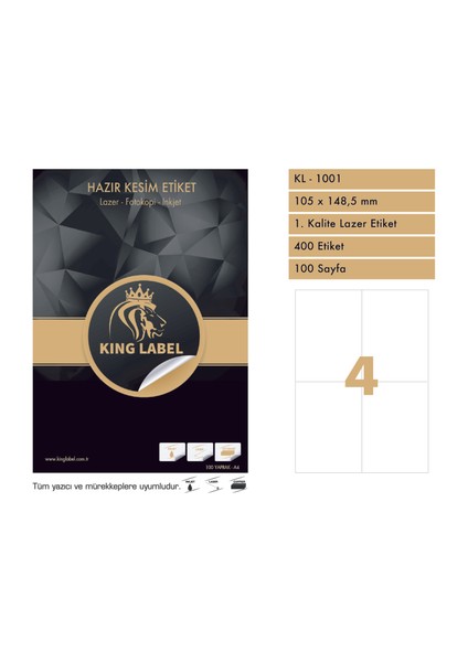 Kl - 1001 105X148,5 mm Lazer Etiket
