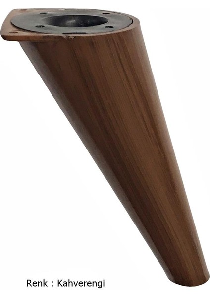Retro Açılı Konik Plastik Mobilya Ayak Koltuk Ayağı 15 cm Kahverengi