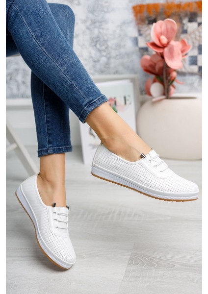 Ortopedik Taban Lazerli Beyaz Ayakkabı