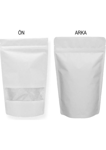 Pencereli Beyaz Kağıt Doypack (13X22.5) 50 Adet