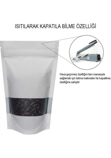 Pencereli Beyaz Kağıt Doypack (13X22.5) 50 Adet
