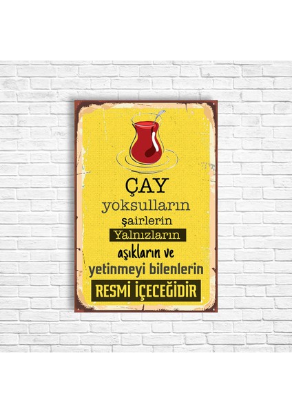 Çay Retro Ahşap Poster