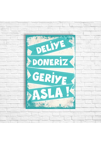 Deliye Döneriz Geriye Asla Retro Ahşap Poster