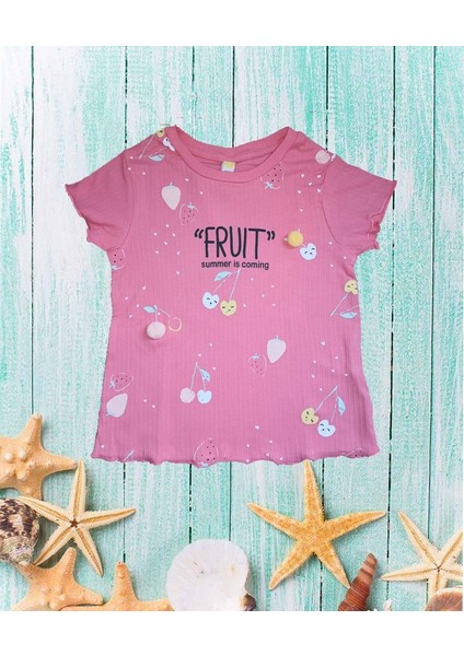 Kız Çocuk Fruit Ponpon Detaylı Body Tişört