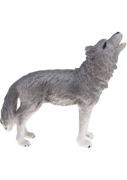 3 Inç Gri Howling Kurt Modeli Şekil Bebek Çocuk Doğa Eğitici Oyuncak Hediye (Yurt Dışından)
