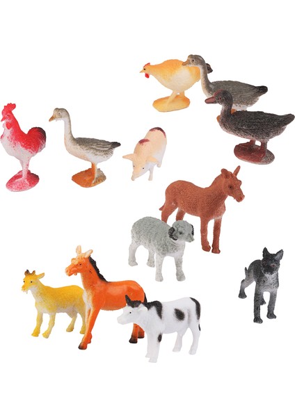 12 Adet Plastik Poultry Hayvanlar Çiftlik Yard Modeli Şekil Çocuklar Oyuncak Domuz Inek Köpek (Yurt Dışından)