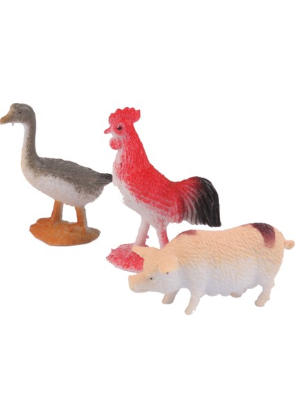 12 Adet Plastik Poultry Hayvanlar Çiftlik Yard Modeli Şekil Çocuklar Oyuncak Domuz Inek Köpek (Yurt Dışından)