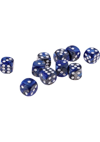 10 Adet 16MM Opak Altı Taraflı Spot Zar Oyunları D6 D & D Rpg Mavi + Gümüş (Yurt Dışından)