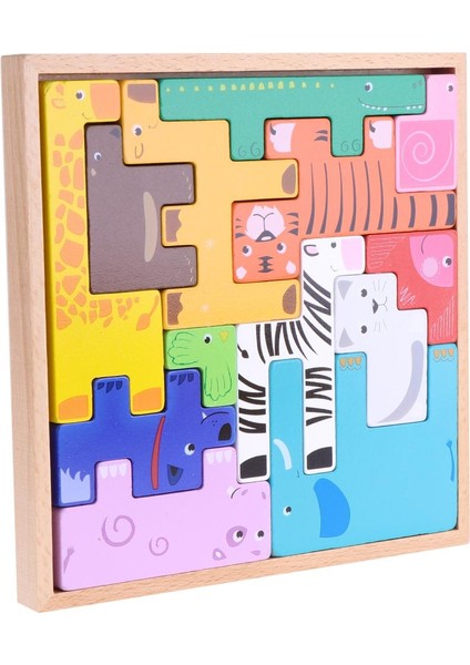Erken Öğrenme Ahşap Hayvan Şekil Jigsaw Blok Bulmaca Çocuk Gelişim Oyuncak (Yurt Dışından)