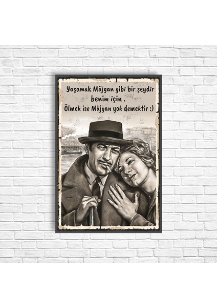 Sadri Alışık Retro Ahşap Poster
