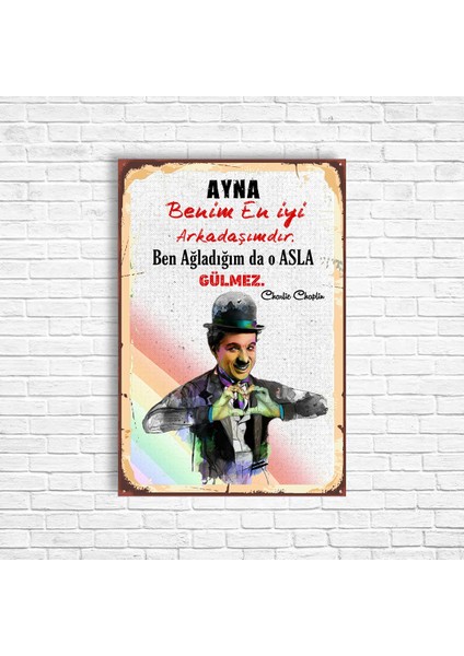 Charlıe Chaplın Retro Ahşap Poster