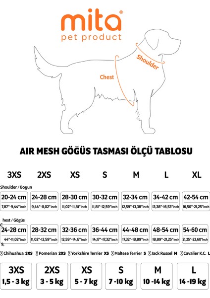 Air Mesh Kedi Köpek Göğüs Tasması Çift Reflektörlü, Terletmeyen Neon Turuncu / Neon Orange